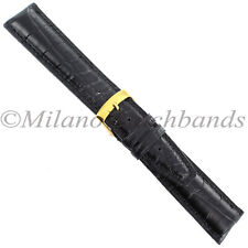 20mm Milano Black Matte Genuine Alligator Padded Stitched Mens Band Reg 2120A
