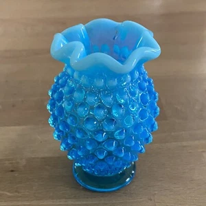 Fenton blau weiß Schuhnagel gekräuselte Vase 4" - Bild 1 von 5