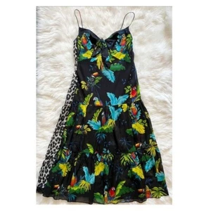 New! NWT MARC JACOBS Parrot Palm Leaf Animal Print Tie Front Midi Dress $575 - Picture 1 of 8