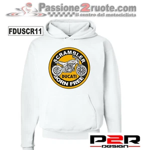Felpa cappuccio scrambler bianco white hoodie sweatshirt FD-USCR11 - Picture 1 of 1