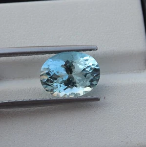 4.2 Cts 12.1x9.2 MM Natural Light Blue Aquamarine Faceted Oval March Birthstone - Picture 1 of 12
