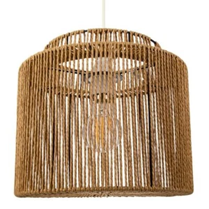 Traditional Vintage Thin Woven Rope Brown Non-Electrical Pendant Light Shade ... - Picture 1 of 4