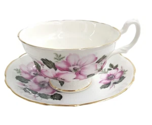 Platillo de taza de té Marlborough English Bone China rosa floral dorado vintage - Imagen 1 de 6