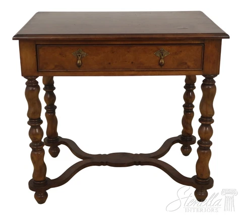 F55465EC: William & Mary Style High Quality1 Drawer Walnut Table Lowboy Cover