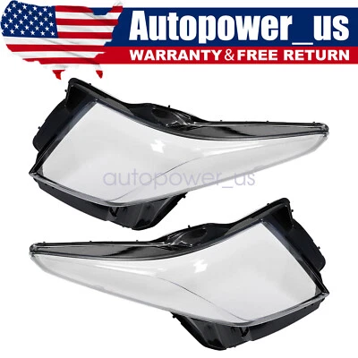 Fits Cadillac ATS 2013 2014 2015-2017 2018 Pair Headlight Lamp Cover Lens Shell - Image 1 of 4