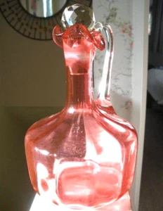 Antique Victorian Cranberry Glass Ewer With Clear Handle - Picture 1 of 9