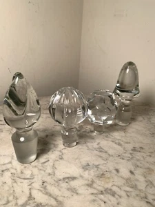 Set of 4 Crystal Glass Cruet Decanter Stoppers - Picture 1 of 10