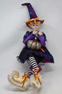 "Hada elfa Nicole Miller Halloween Bruja Púrpura Naranja Negra Calabaza Otoño 21" - Imagen 1 de 7