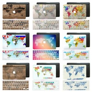 World Map Painted Rubberized Hard Case Cover For Macbook Pro Air 11 13 14" 15 16