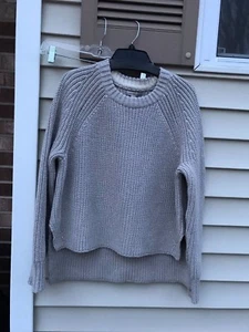 Calvin Klein Jeans High-Low Metallic Detail Sweater THICK PALE TAUPE SZ L $89.50 - Picture 1 of 4