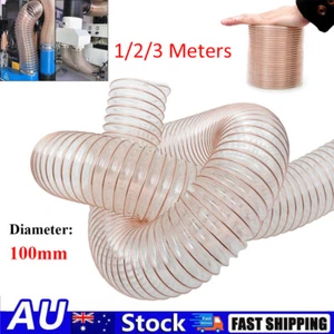 4" 100mm Clear PU Flexible Air Exhaust Pipe Hose Fume & Dust Ducting Ventilation - Picture 1 of 9