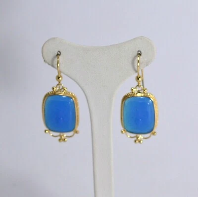 TAGLIAMONTE ORECCHINI  ARGENTO 925  PASTE VITREE  AGATA BLU            TGN 941 - Immagine 1 di 3