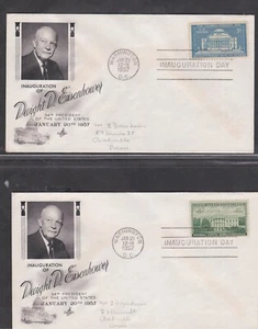 USA 1957 2 DIFFERENT EISENHOWER INAUGURATION DAY COVERS - Picture 1 of 1