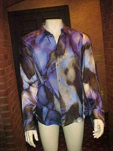 NWOT VINTAGE MEN'S ROBERTO CAVALLI BEAUTIFUL SILK SHIRT MULTICOLOR BLUE SMALL - Picture 1 of 9