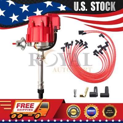 SBC Small Block Chevy 350 HEI Distributor & Plug Wires 90* Boot Kit Foto 1 de 4