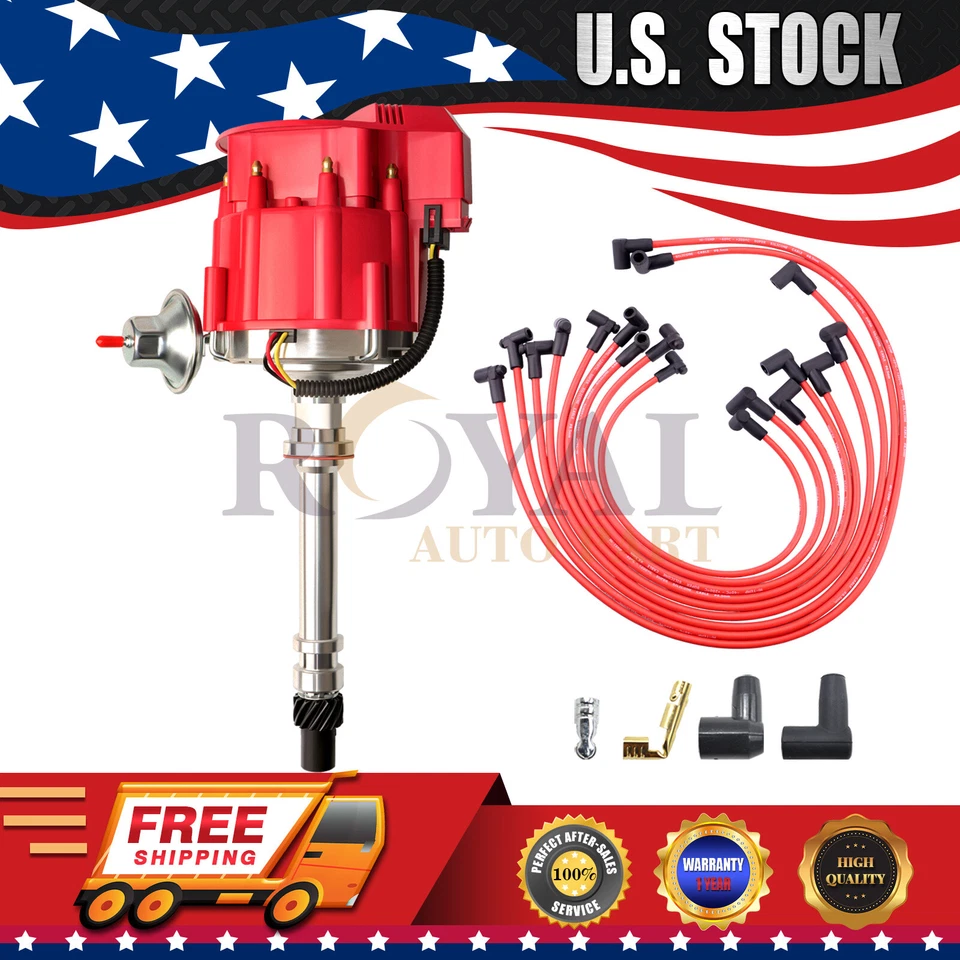 SBC Small Block Chevy 350 HEI Distributor & Plug Wires 90* Boot Kit Foto 1 de 4