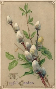 1917 John Winsch A Happy Easter Pussy Willow Wishes 3 of 3 Series 4104 - Picture 1 of 2