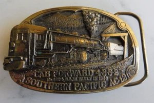 VTG  SOUTHERN PACIFIC CAB FORWARD 4-8-8-2 MADE IN USA BRASS BELT BUCKLE TRAIN - Picture 1 of 8