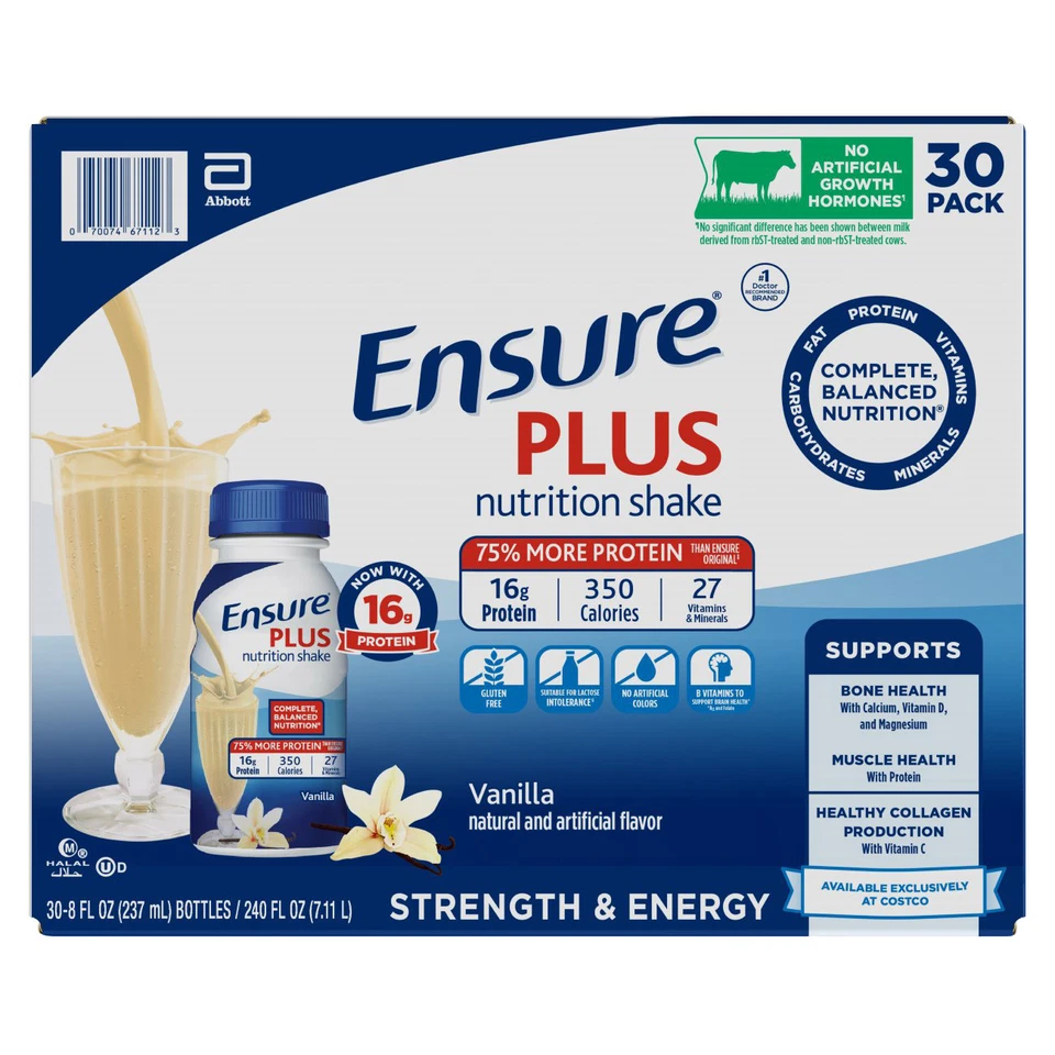 Ensure Plus Nutrition Vanilla Shake, 8oz - 30 Pack