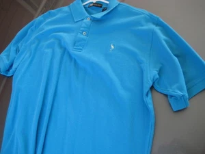 POLO SHIRT UOMO Eastbay blu chiaro tinta unita manica corta taglia large L - Foto 1 di 2