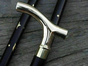 Antique Brass Designer Handle Vintage Walking Cane Wooden Walking Stick Men's - Picture 1 of 2