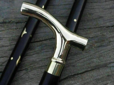 Bastón de madera antiguo de latón con mango de diseñador bastón para hombre Foto 1 de 2