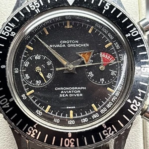 Croton Nivada Grenchen Chrono Aviator Sea Diver Rare Intermediate Running - Picture 1 of 23