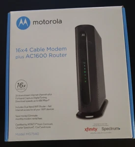 MOTOROLA MG7540 16x4 Cable Modem Plus AC1600 Dual Band Wi-Fi Gigabit Router - Afbeelding 1 van 9