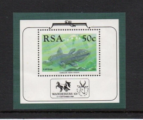 SOUTH AFRICA 1989 WANDERERS 101 MINIATURE SHEET UM/MNH COELACANTH Cover