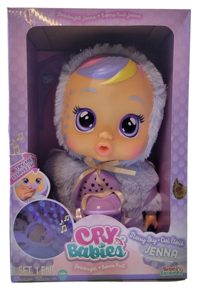 Cry Babies Goodnight Starry Sky Jenna Interactive Doll Lights up Room NITB