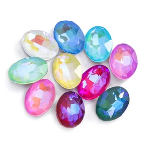50 piezas Mocha Fluorescencia Estrás Cristal Puntiaado Vidrio Piedra Ovalada Estrás - Imagen 1 de 15