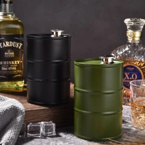 25oz Alcohol Liquor Oil Barrel Wine Pot Jugs Portable Hip Flask Whisky Flagon - Picture 1 of 8
