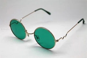 GRÜNE RUNDE SONNENBRILLE GOLD GESTELL TRIGUN VAMPIR COSPLAY STEAM PUNK HIPPIE - Bild 1 von 2