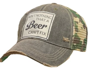 Distressed Trucker Hat Ain't Nothing A Beer Can't Fix - Picture 1 of 2