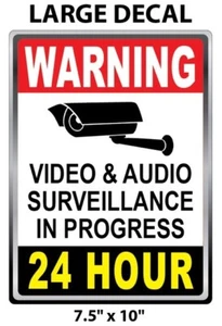 LARGE SIZE - CCTV Surveillance Security Camera Video Sticker Warning Decal Signs - Picture 1 of 2