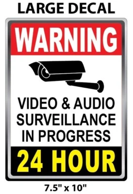 LARGE SIZE - CCTV Surveillance Security Camera Video Sticker Warning Decal Signs - Image 1 of 2
