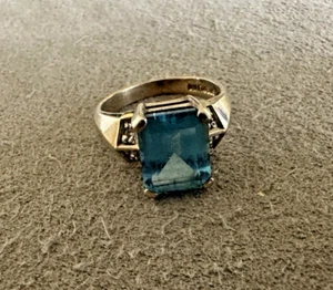 Vintage Sterling Silver Blue Glass Ring Sz 5.5 - Picture 1 of 5