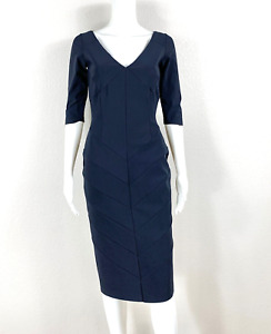 La Petite Robe di CHIARA BONI Dress Size 42 Navy Blue Stretch Italy NTSF