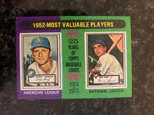 1975 Topps Baseball MINI #190 (1952) MVP PLAYERS - SHANTZ & SAUER - Imagen 1 de 2