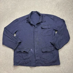 French Jacket Adult Medium Blue VTG Chore Workwear Military Utility Canvas Mens - Picture 1 of 8