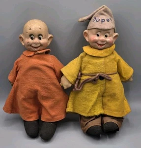 (2) VINTAGE 1930's 11 Inch "Dopey" from Snow White Composite Head Dolls - IDEAL - Picture 1 of 16