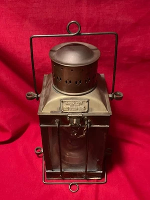 Vintage Nautical Brass Hanging Cargo Light Great Britain 1950 15" Height - Image 1 of 4
