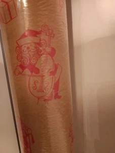 Vintage Christmas Santa Kraft Kaycrest Holiday Wrapping Paper Kitschy - Picture 1 of 9