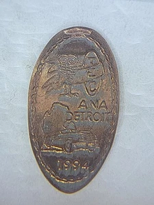 Elongated Smashed Penny TEC ANA Detroit 1994 (Owl, Car) On A 1994 Penny  - Picture 1 of 6