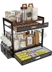 Multifunctional Desk Organizer/ Coffee Bar Organization Station with Pod Drawer - Picture 1 of 5