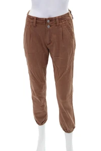 Paige Womens Cotton High Rise Cuff Ankle Tapered Leg Jogger Pants Brown Size 24 - Picture 1 of 7