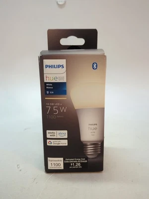 Bombilla inteligente Philips Hue blanca A19 1100 lúmenes 75 W regulable Bluetooth Foto 1 de 4