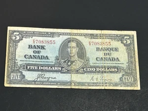 1937 $5 Bank of Canada Cinq Dollar LOW Shipping!!! - Picture 1 of 2