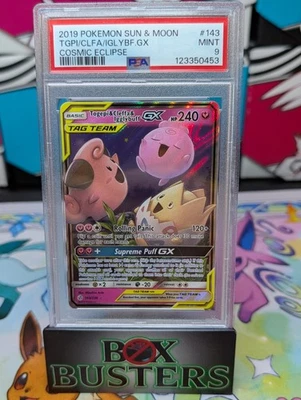 Pokemon Togepi & Cleffa & Igglybuff GX 143/236 Sm-Cosmic Eclipse Holo PSA 9 - Image 1 of 2