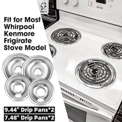 Stainless Steel Drip Pans Stove Burner Drip Bowls Long-lasting Performance - Image 1 of 4